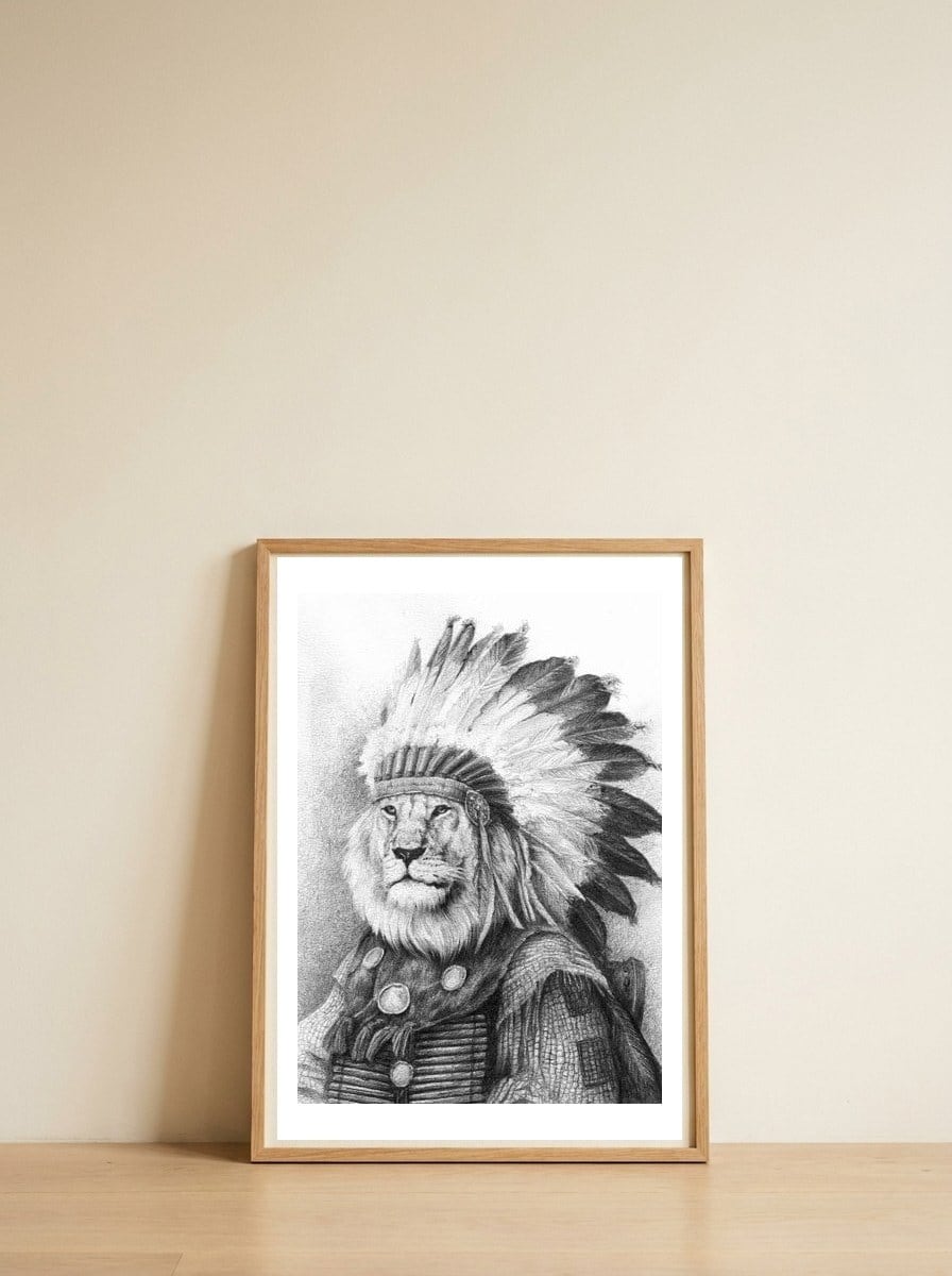 Chief — framed, leaning against the wall