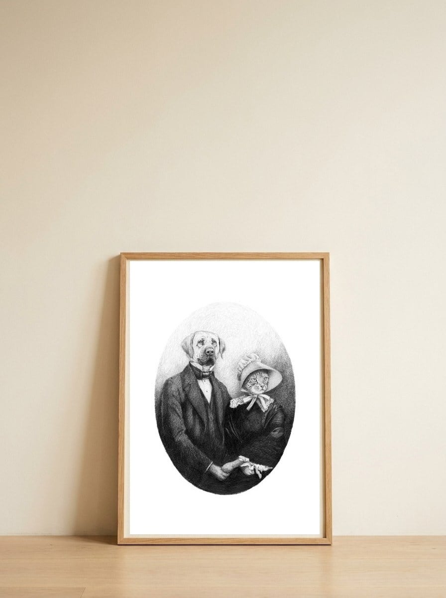 Couple — framed, leaning against the wall