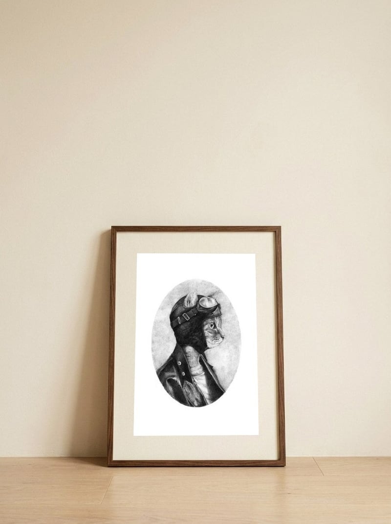 Pilot — framed, leaning against the wall
