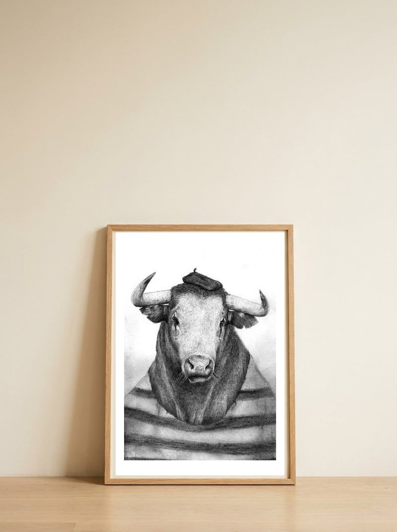 Le Clown — framed, leaning against the wall