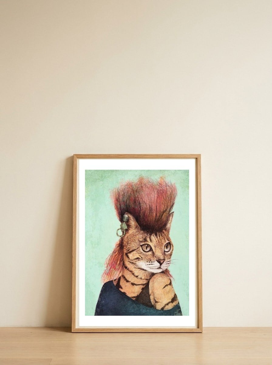 Caty — framed, leaning against the wall