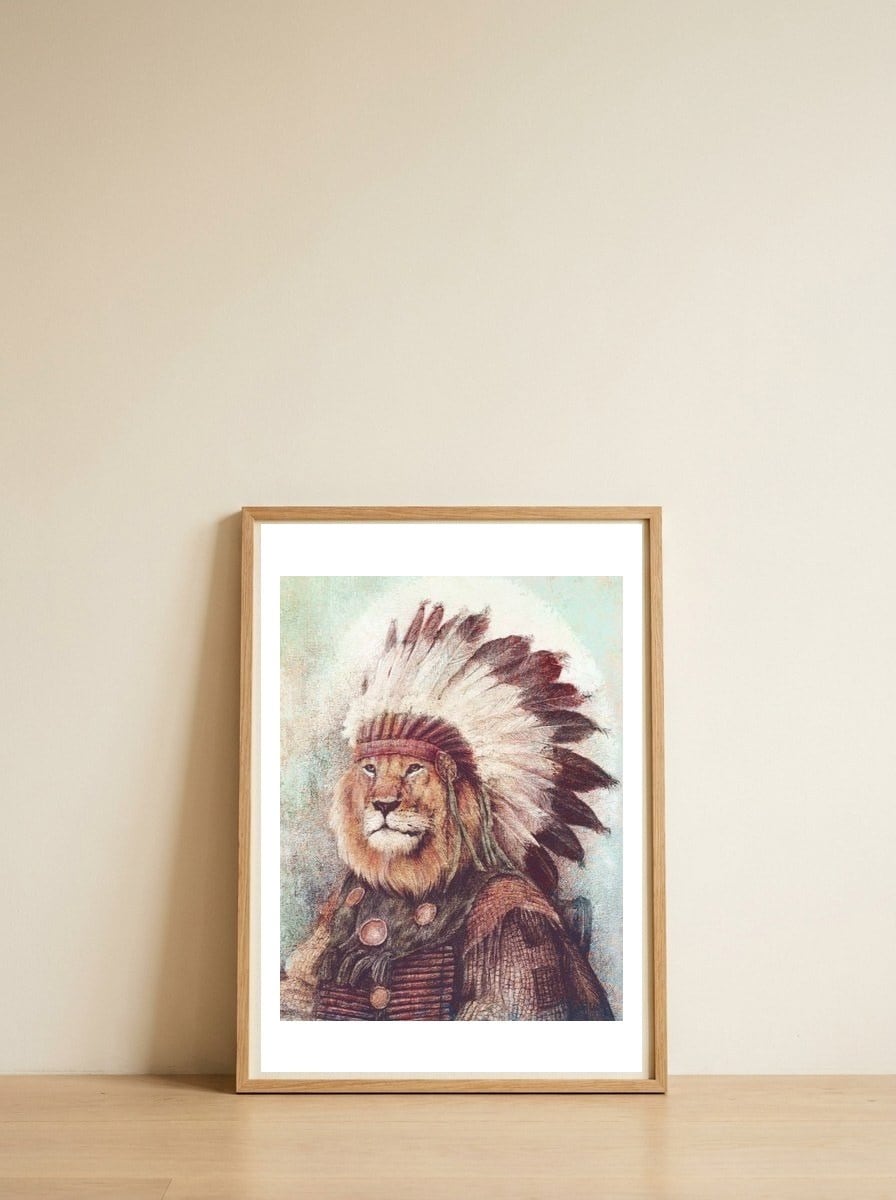 Chief — framed, leaning against the wall