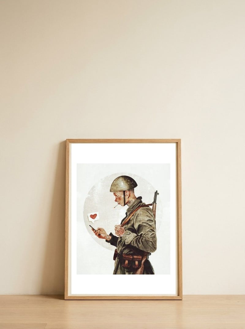 Not ready for War — framed, leaning against the wall