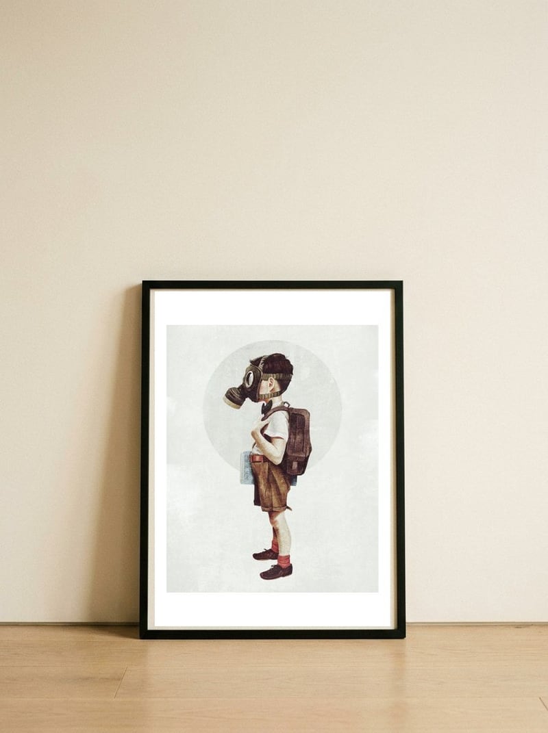 Back to School — framed, leaning against the wall