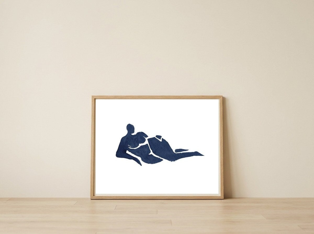 Lying Down — framed, leaning against the wall