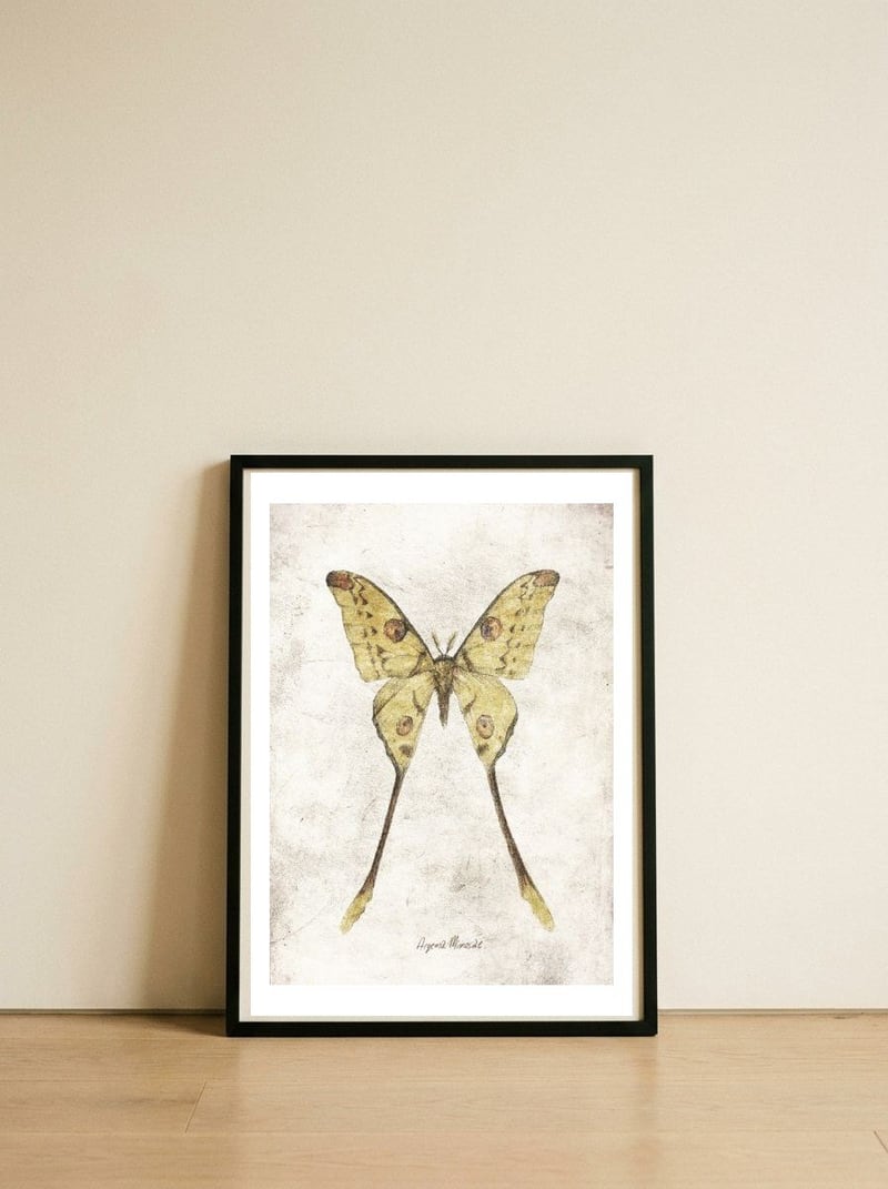 Butterflies VIII — framed, leaning against the wall