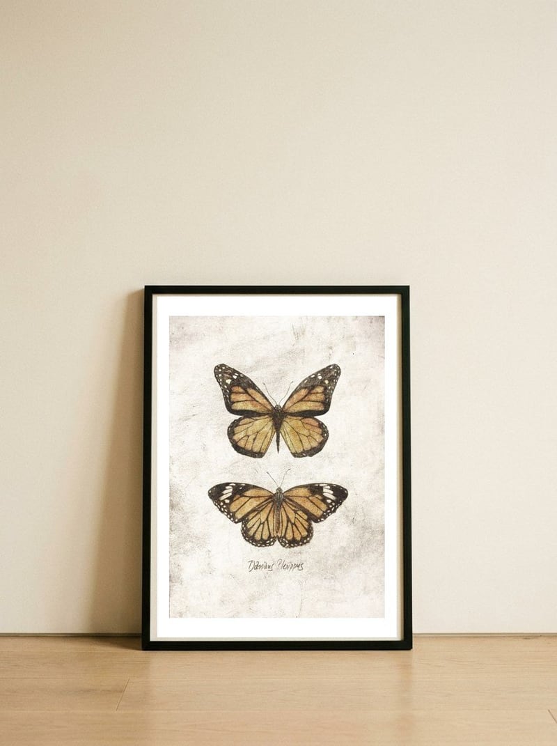 Butterflies VII — framed, leaning against the wall