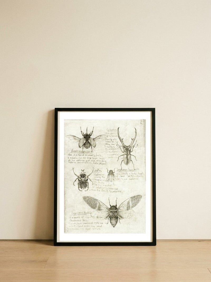 Insects — framed, leaning against the wall