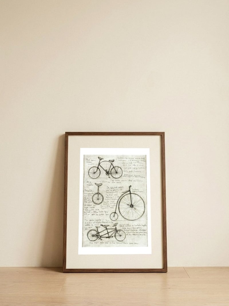 Bicycles  — framed, leaning against the wall