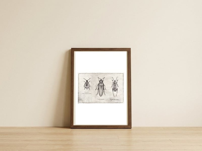 Crioceris Quinquepunctata Chrysochroa Sagra Femorata — framed, leaning against the wall
