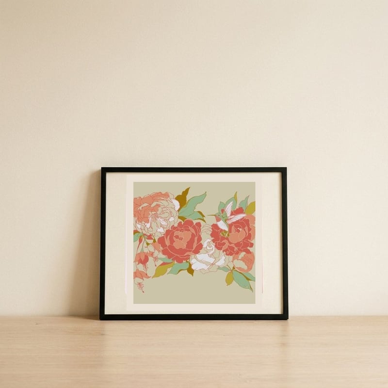 The Garden Party — framed, leaning against the wall