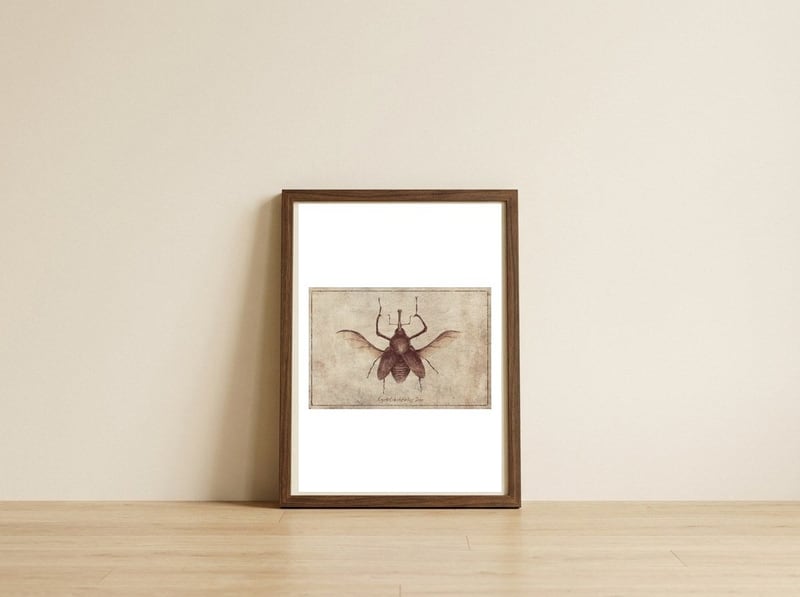 Cyrtotracheulus Dux — framed, leaning against the wall