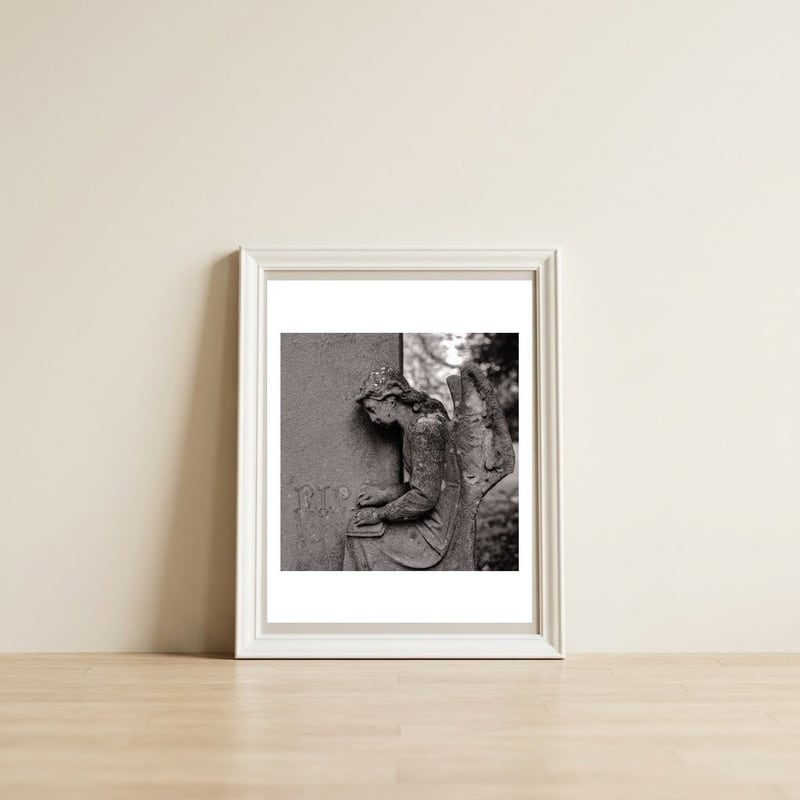 Rest in Peace — framed, leaning against the wall