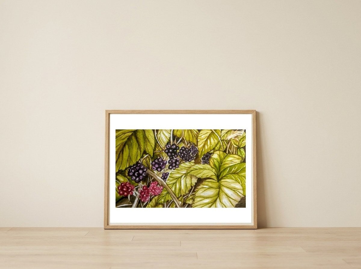 Autumn Blackberry — framed, leaning against the wall