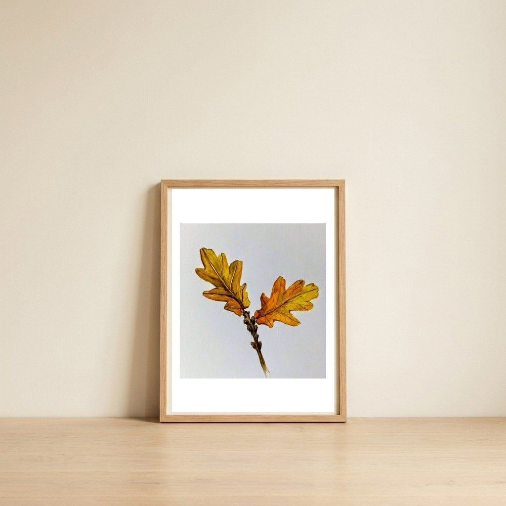 Oak Leaves, Autumn — framed, leaning against the wall