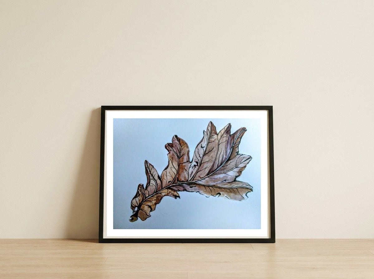 Oak Leaf, Winter — framed, leaning against the wall