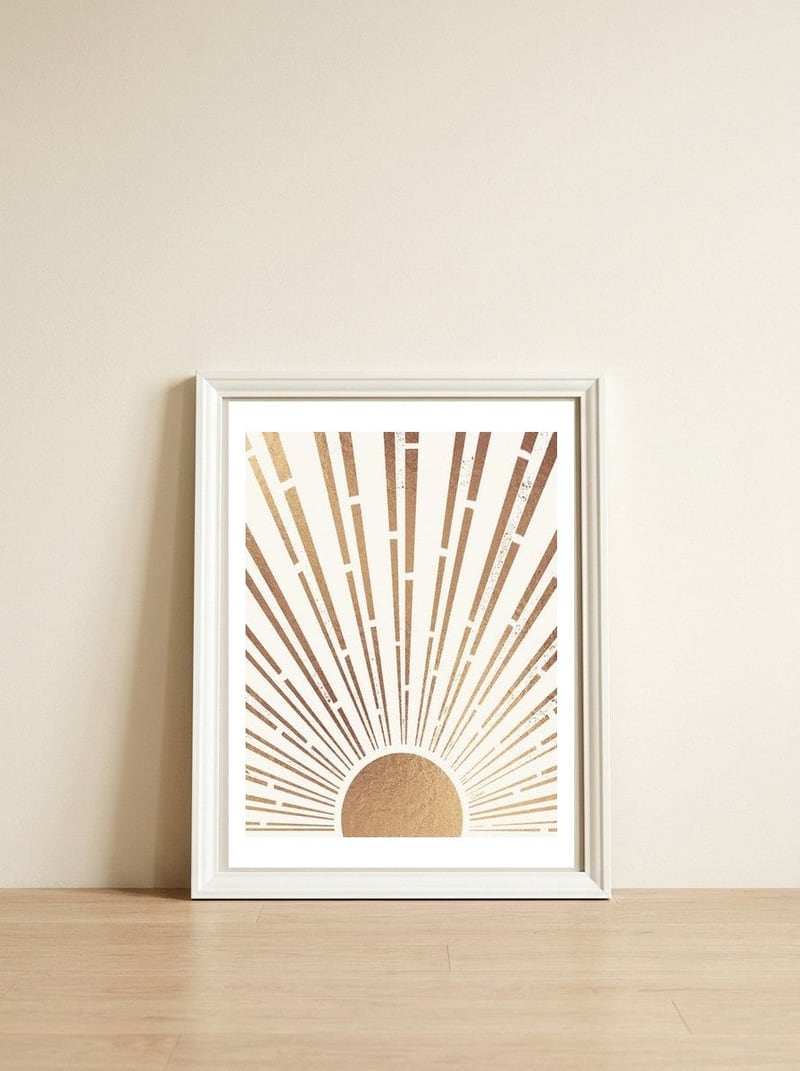 Sun Shines Inside You Gold — framed, leaning against the wall
