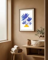 Indigo Blooms framed in a serene room thumbnail