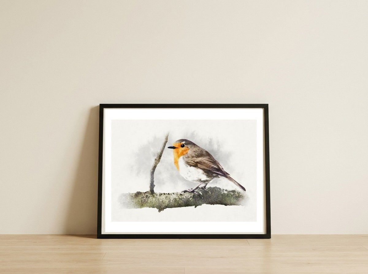 Robin — framed, leaning against the wall