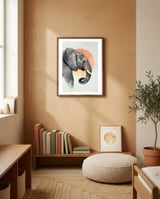Elephant framed in a gentle room thumbnail