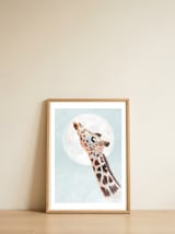 Giraffe And Moon — framed, leaning against the wall thumbnail