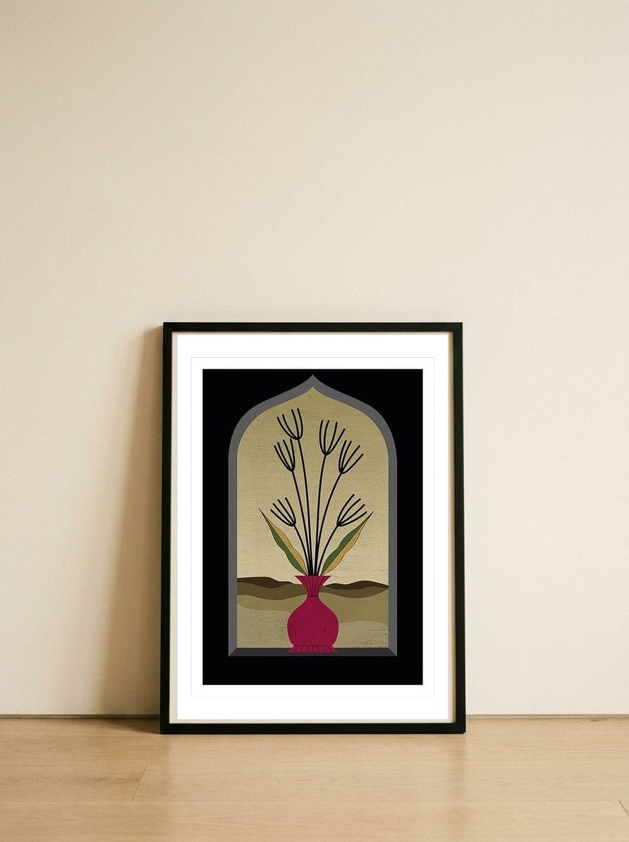 Window and Vase — framed, leaning against the wall