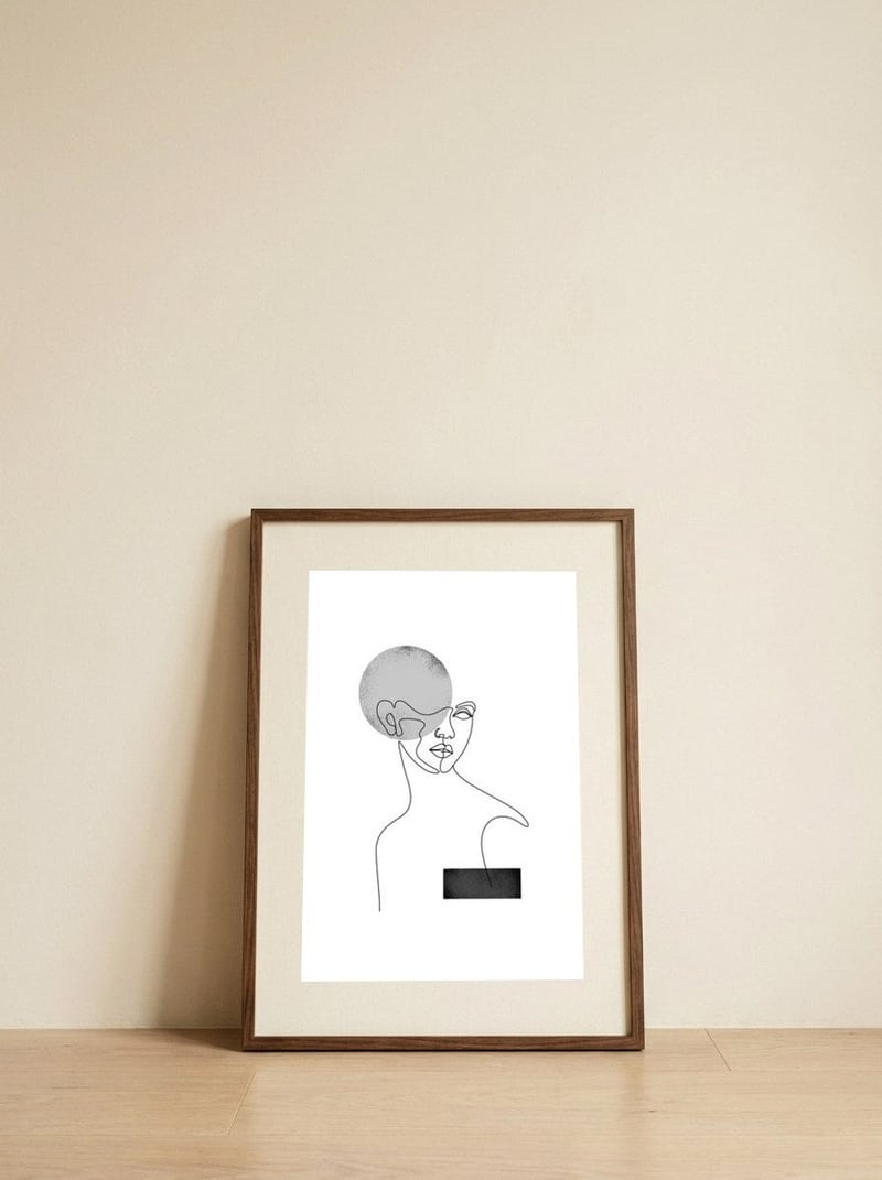 black white woman — framed, leaning against the wall