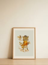 Rebecca The Radish Raccoon — framed, leaning against the wall thumbnail