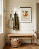 Rebecca The Radish Raccoon framed in a relaxed room thumbnail