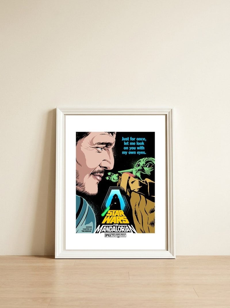 The Rescue — framed, leaning against the wall