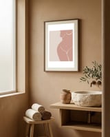 Female nude closeup line-a framed in a serene room thumbnail
