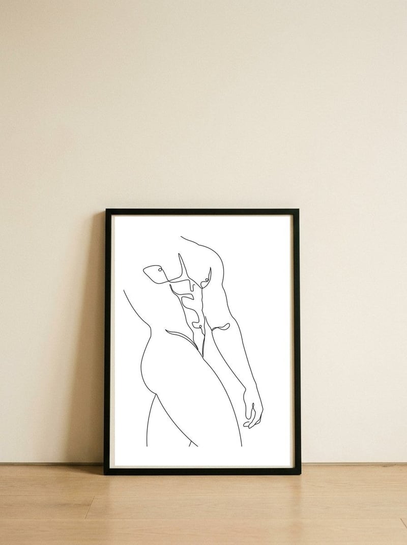 Naked man b — framed, leaning against the wall