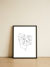 gay love line art-b — framed, leaning against the wall thumbnail