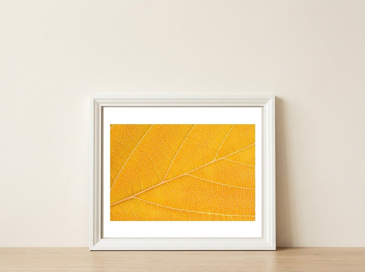 Autumn Leaf — framed, leaning against the wall