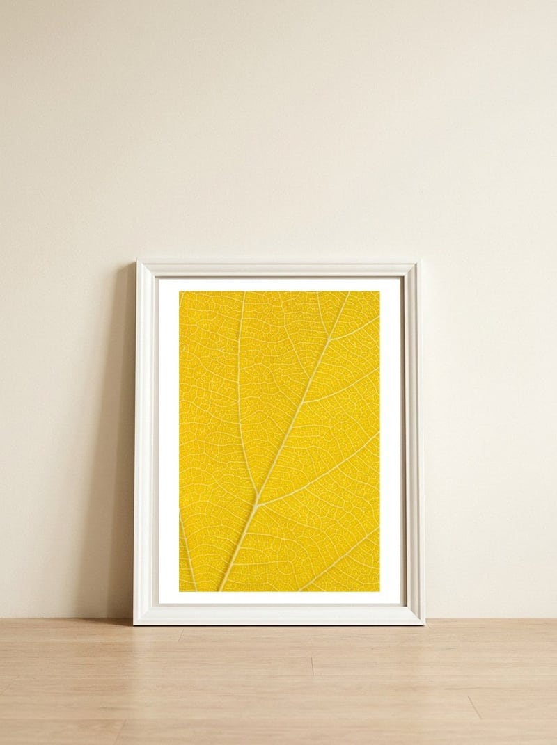 Autumn Leaf — framed, leaning against the wall