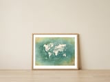 World Map White Green — framed, leaning against the wall thumbnail