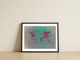 World Map text green — framed, leaning against the wall thumbnail