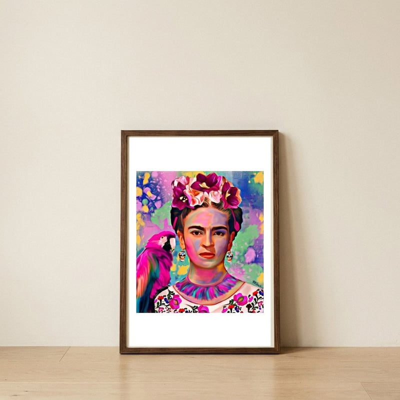Tribute to Frida Khalo — framed, leaning against the wall