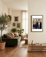 Tribute to Marilyn and Elvis framed in a grounding room thumbnail