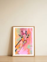 Giraffe Reaching the Rainbow — framed, leaning against the wall thumbnail