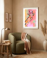 Giraffe Reaching the Rainbow framed in a tender room thumbnail