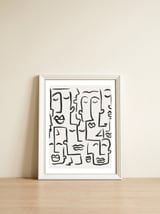 Faces Drawing — framed, leaning against the wall thumbnail