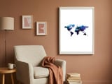 Galaxy World Map framed in a tender room thumbnail