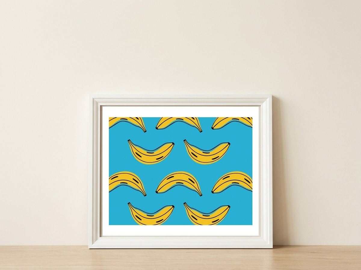 Is Bananas — framed, leaning against the wall
