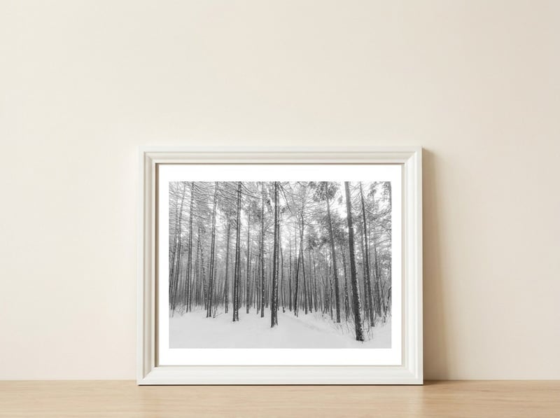 Let It Snow Forest — framed, leaning against the wall