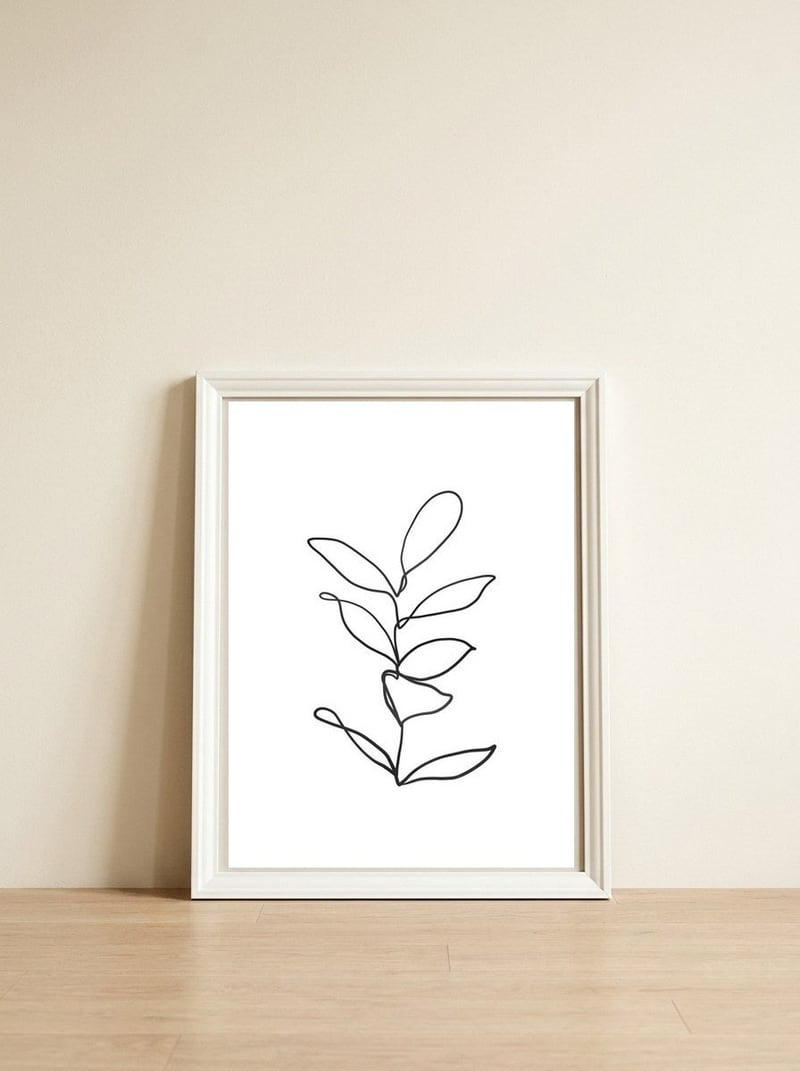 Lines Leaves II — framed, leaning against the wall
