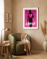 Drive movie poster framed in a tender room thumbnail