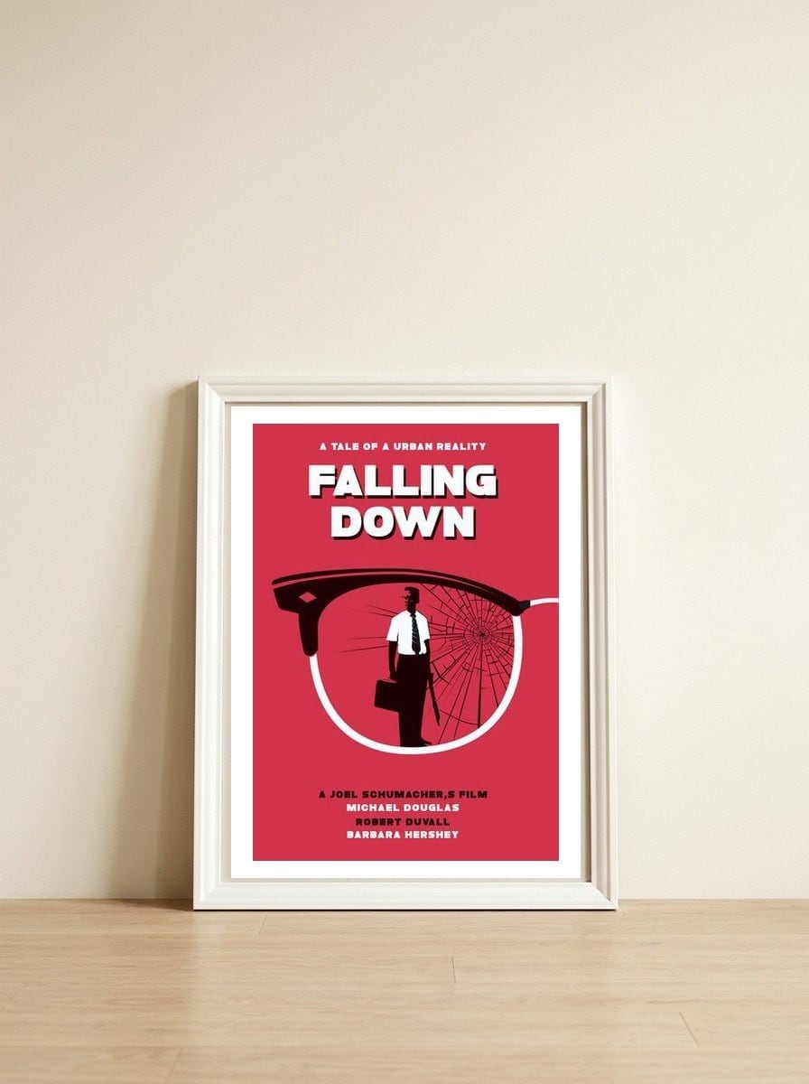 Falling Down movie poster — framed, leaning against the wall