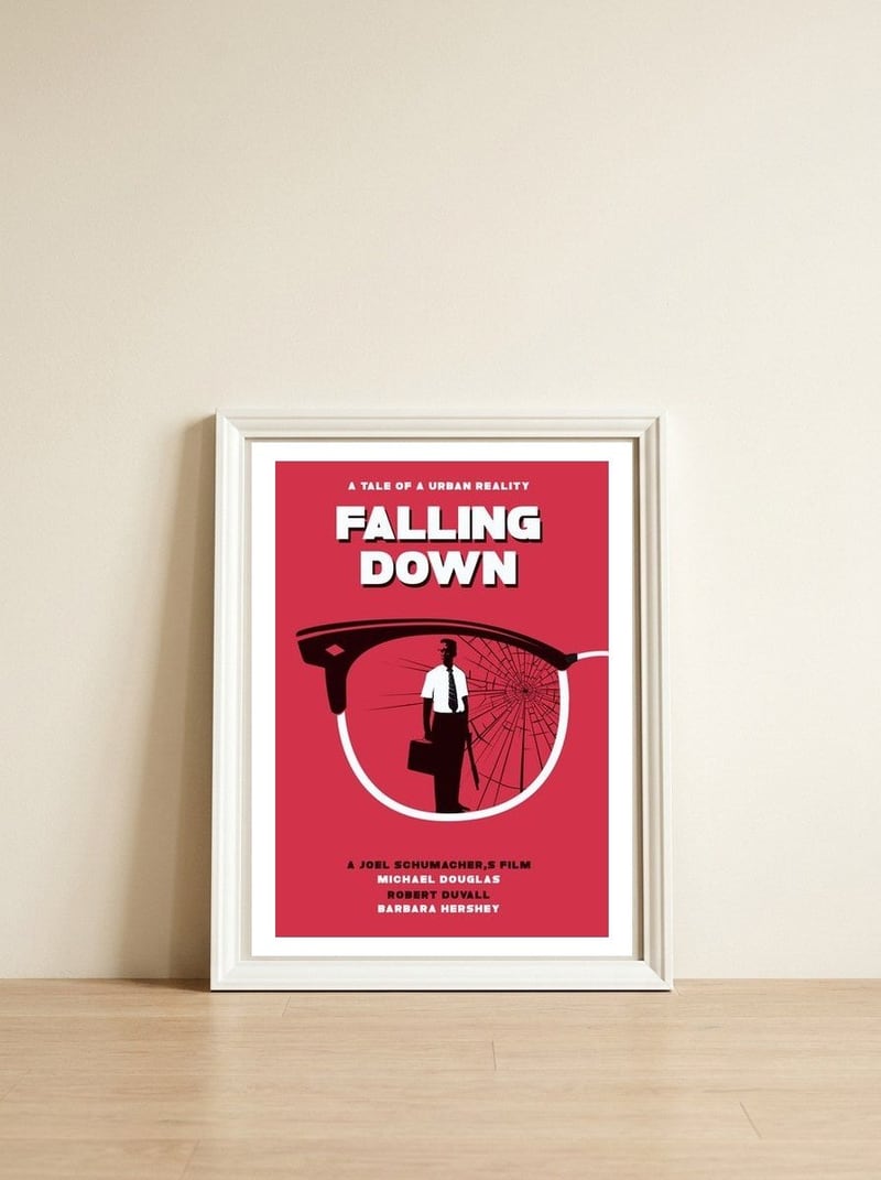 Falling Down movie poster — framed, leaning against the wall
