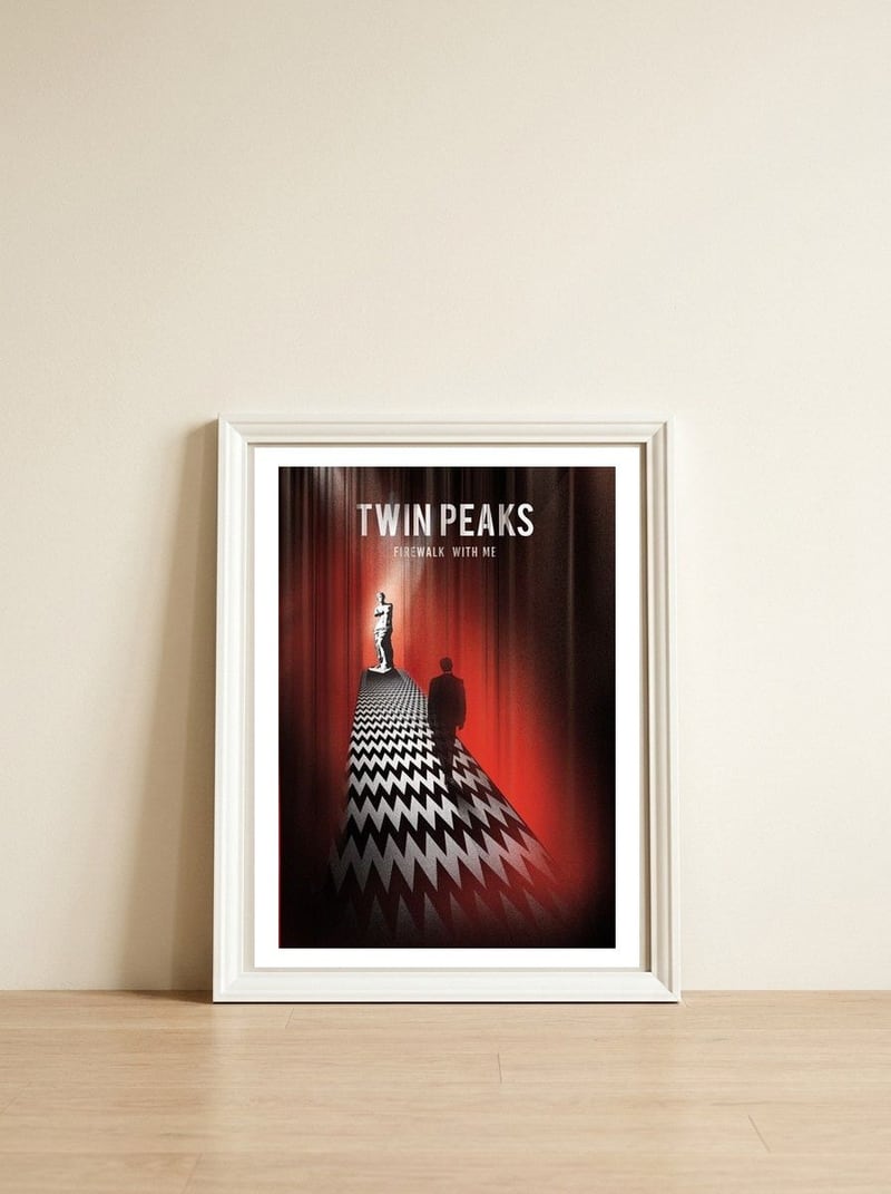 Twin Peaks poster — framed, leaning against the wall